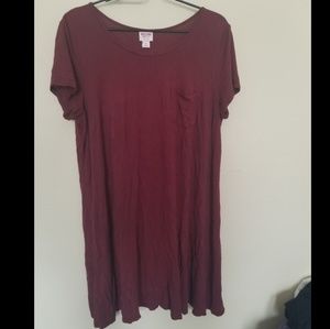 Cherry color summer dress.